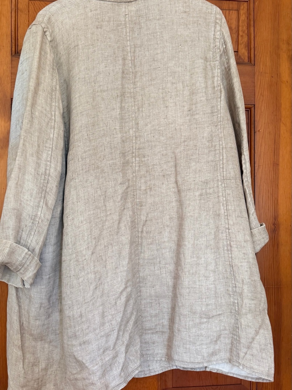 Eileen Fisher Light Gray Linen Trench Coat